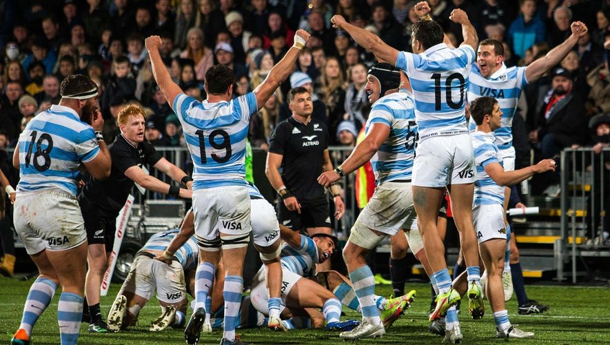 Rugby Championship 2022 - La joie des joueurs de l'Argentine après leur victoire historique face à la Nouvelle-Zélande