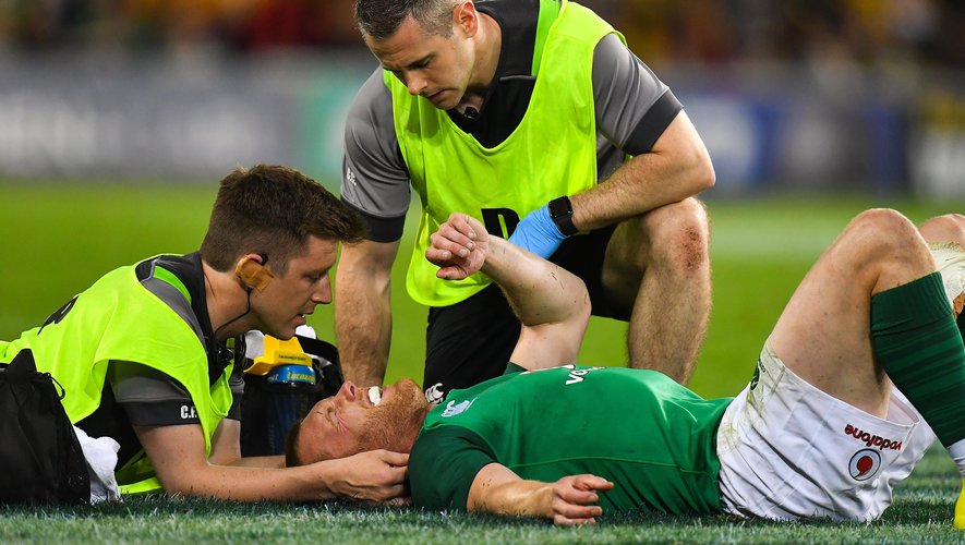 Keith Earls (Irlande) avait subi une commotion cérébrale lors d'Irlande-Australie, le 9 juin 2018.