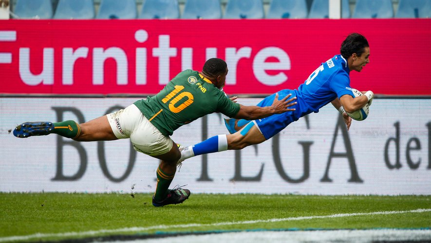 International - Ange Capuozzo (Italie) a marqué un essai face à l'Afrique du Sud