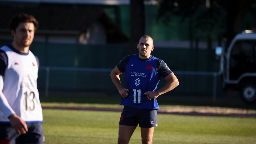 Gabin Villière portait le numéro 11 à l'entraînement avec le XV de France.