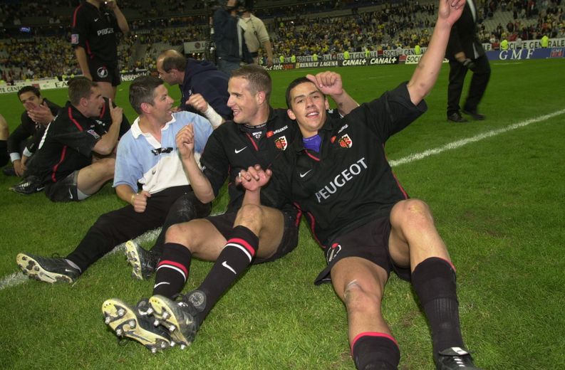 Michalak et Poitrenaud lors de la saison 2000-2001 en finale du Top 16.