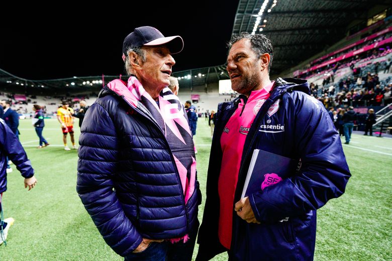 Hans Peter Wild, président du Stade français avec Laurent Labit.