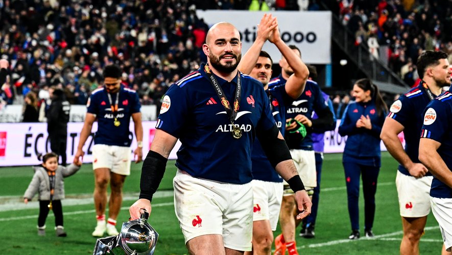 Jean-Baptiste Gros, au stade de France, lors des célébrations du Tournoi des 6 Nations 2025.