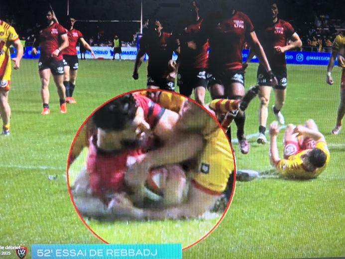 L’essai de Rebbadj en deuxième période face à Perpignan.