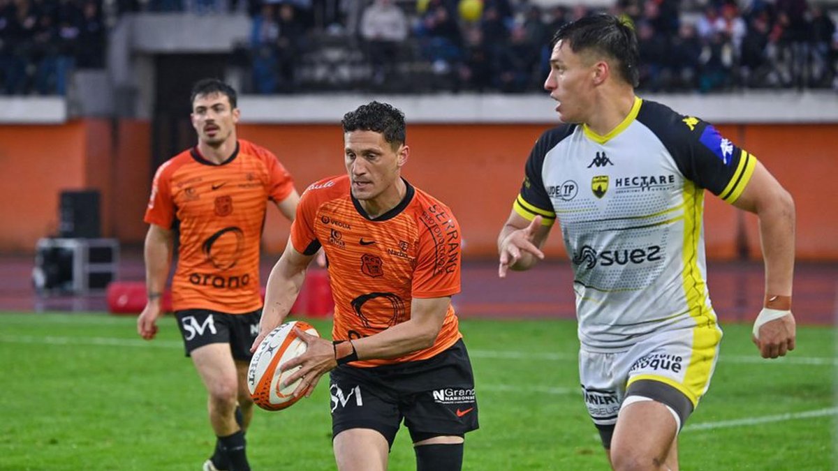 Maillot Rugby Vintage - Barre Équipe Narbonne Carcassonne - Années 90 - Taille L