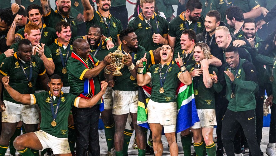 Les Sud-Africains après leur victoire en finale de la Coupe du monde 2023.
