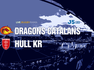 Les Dragons Catalans célèbrent leur victoire face à Hull KR en Super League