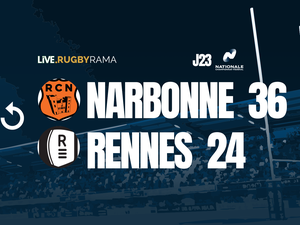 Les joueurs de l'ASNL Narbonne célèbrent leur victoire face à Rennes en Nationale