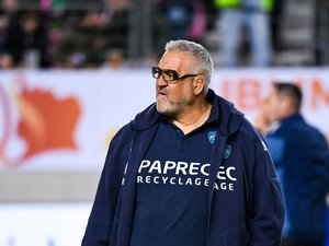 Christophe Urios, manager de Clermont, lors d'une conférence de presse au Top 14