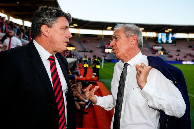 Eric Bayle et Didier Lacroix, le président du Stade toulousain.