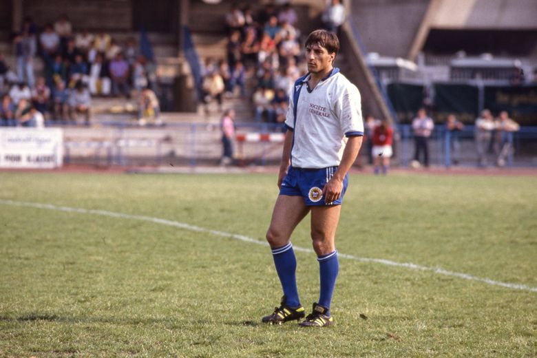 Philippe Sella sous le maillot d'Agen, en 1988.